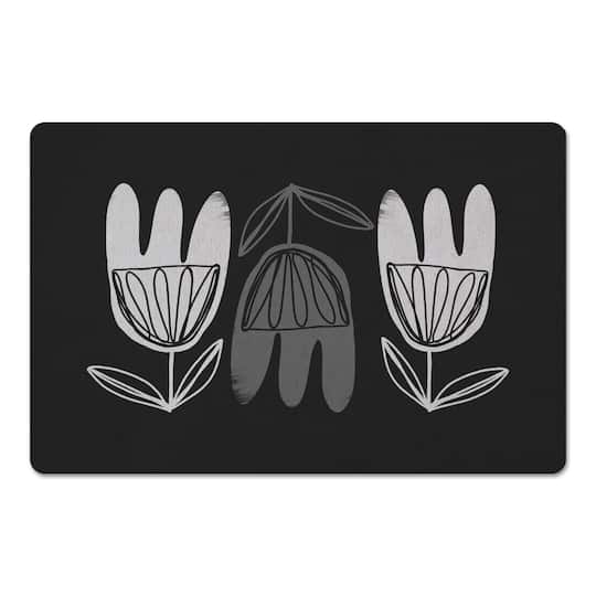 Mid Mod Gray Florals 27" x 18" Floor Mat